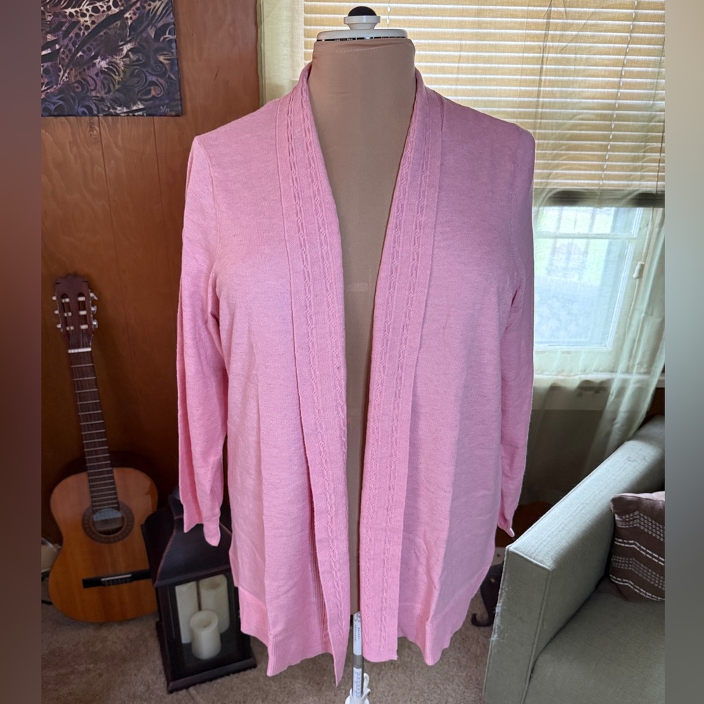 Modern Soul Comfort Yarn Cardigan Sweater - Blush (Size 1X)